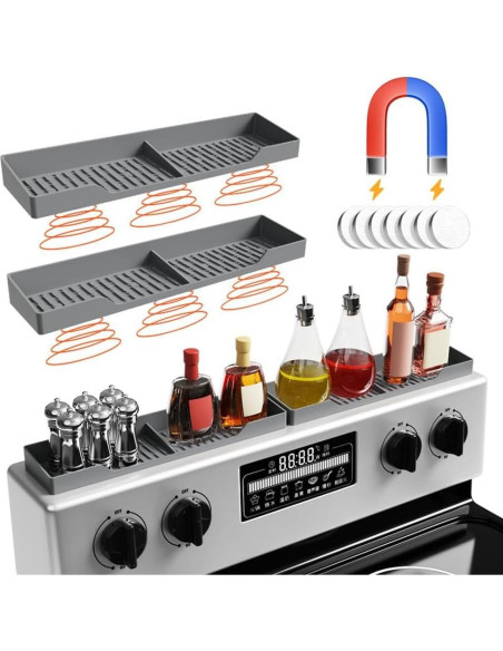 Estante de Especias Magnético Genérico 76.2x8.9cm Silicona Negro