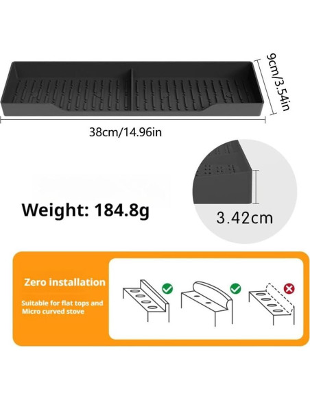 Estante de Especias Magnético Genérico 76.2x8.9cm Silicona Negro