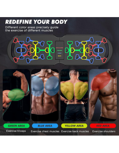 Equipo de Ejercicio en Casa KUYOU - Tabla de Flexiones y Bandas