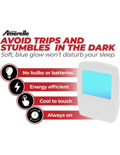 Luz Nocturna LED AMERELLE Azul - Paquete de 4, Diseño Delgado 2