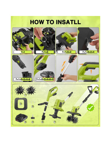 Cultivador eléctrico inalámbrico Saker SK-TC18B 22V 6.83 kg