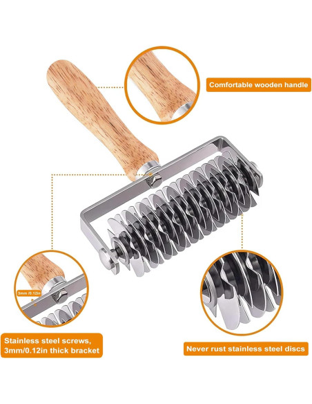 Rodillo de Lattice de Acero Inoxidable YUNYDSM con Mango de Roble