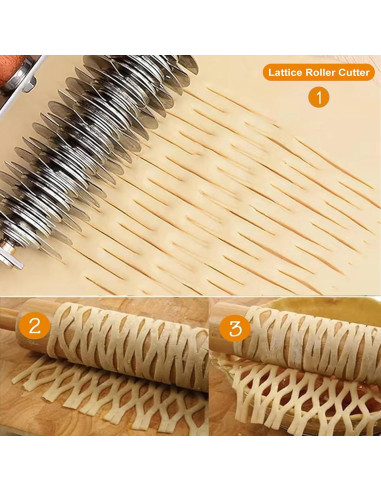 Rodillo de Lattice de Acero Inoxidable YUNYDSM con Mango de Roble