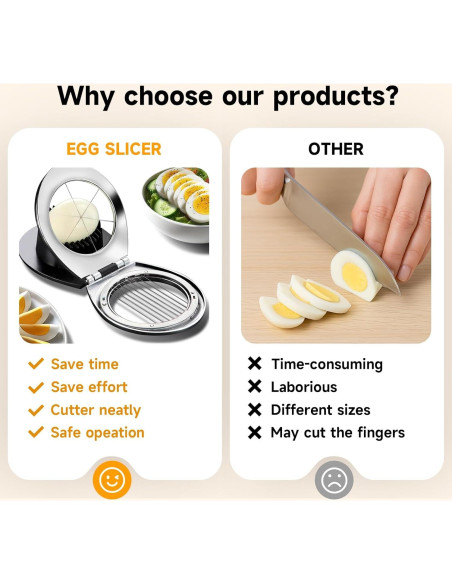 Cortador de Huevos y Frutas Arimagroup, Acero Inoxidable, 3 Estilos