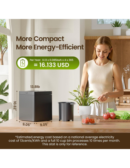 Contenedor de Compostaje Eléctrico Topzee 3L Sin Olores
