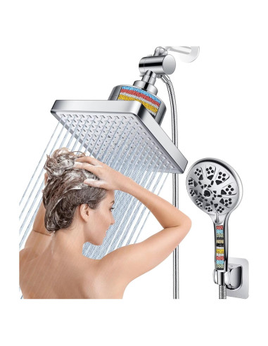 Cabezal de Ducha Beekim Doble Filtrado 6" Lluvia Alta Presión