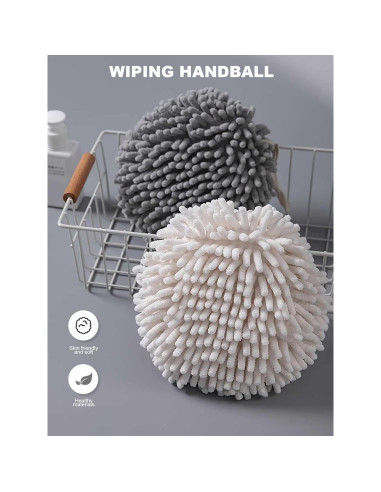 3 Toallas de Mano Chenille con Ganchos Secado Rápido 17cm