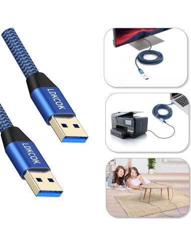 Cable USB 3.0 macho a macho LDKCOK 4.57m trenzado duradero