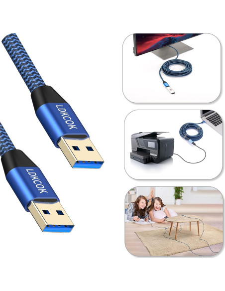 Cable USB 3.0 macho a macho LDKCOK 4.57m trenzado duradero