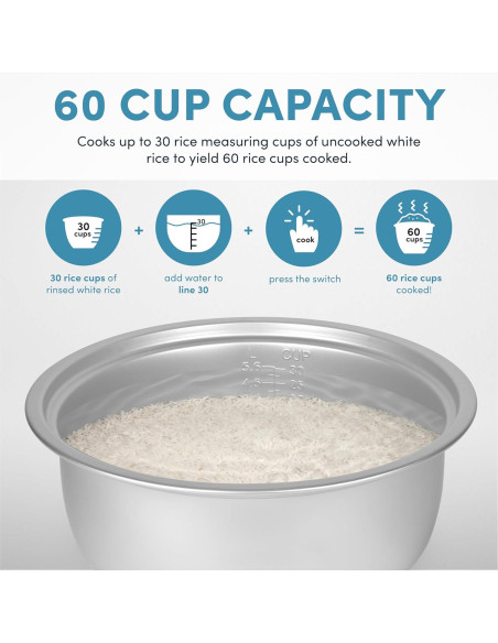 Cocedor de Arroz Comercial Aroma ARC-1430E 60 Copas 13.24L