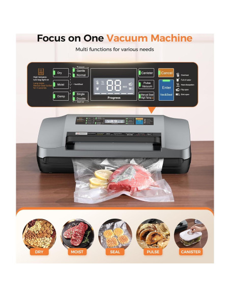 Máquina de Sellado al Vacío QIQIAOB SV608 Automática 130W