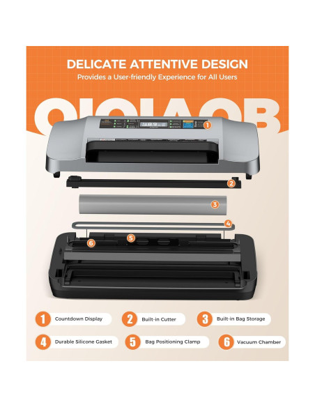 Máquina de Sellado al Vacío QIQIAOB SV608 Automática 130W