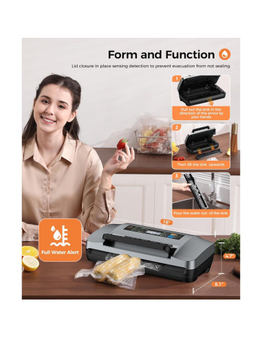 Máquina de Sellado al Vacío QIQIAOB SV608 Automática 130W