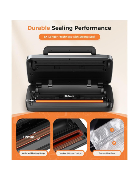 Máquina de Sellado al Vacío QIQIAOB SV608 Automática 130W