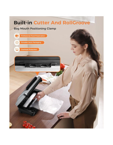 Máquina de Sellado al Vacío QIQIAOB SV608 Automática 130W