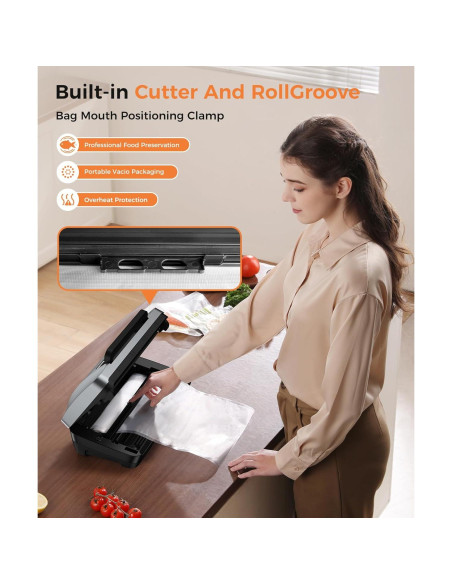 Máquina de Sellado al Vacío QIQIAOB SV608 Automática 130W