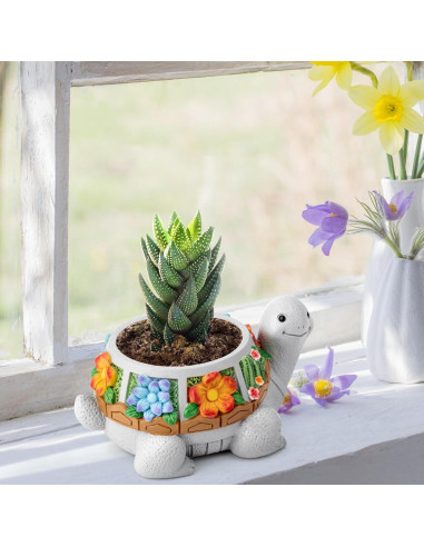 Maceta Tortuga LESES con Drenaje para Suculentas 15.24 cm