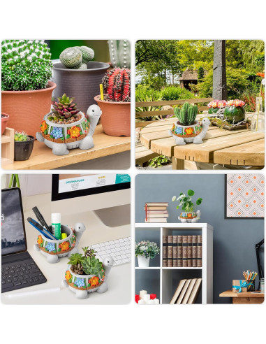 Maceta Tortuga LESES con Drenaje para Suculentas 15.24 cm