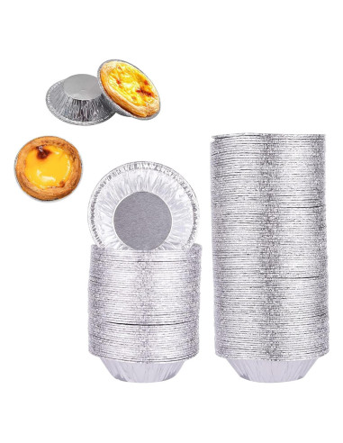 Moldes Desechables para Tartas de Huevo GUZE-US 300 Pcs 7.2cm