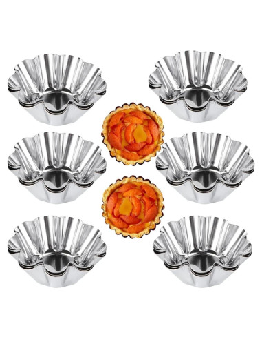 12 Moldes para Tartas de Acero Inoxidable Camland - Antiadherentes