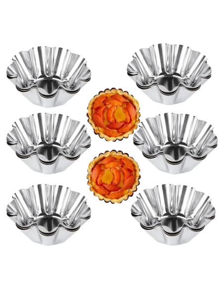 12 Moldes para Tartas de Acero Inoxidable Camland - Antiadherentes