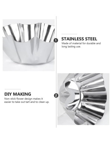 12 Moldes para Tartas de Acero Inoxidable Camland - Antiadherentes