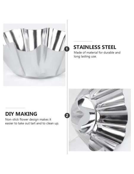 12 Moldes para Tartas de Acero Inoxidable Camland - Antiadherentes