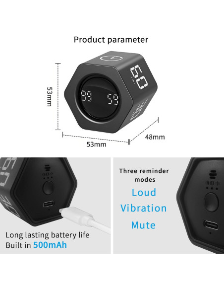 Temporizador Pomodoro Qumox F6 - Digital, Silencioso, 1-60 Min