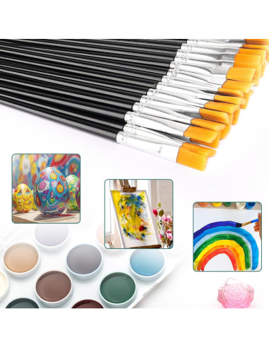 30 Pinceles para Pintura Acrílica DOMMARE - Nylon Negro
