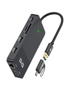 HUB USB-C GIQ D3908 Adaptador 11 en 1 HDMI VGA Negro