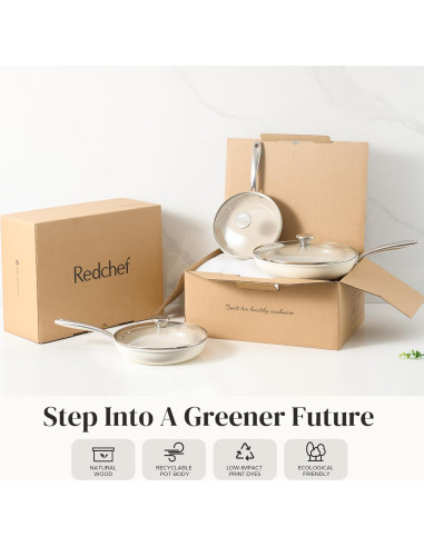 Juego de Sartenes Cerámicas Antiadherentes Redchef 3 Piezas