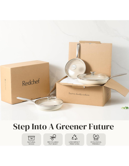 Juego de Sartenes Cerámicas Antiadherentes Redchef 3 Piezas