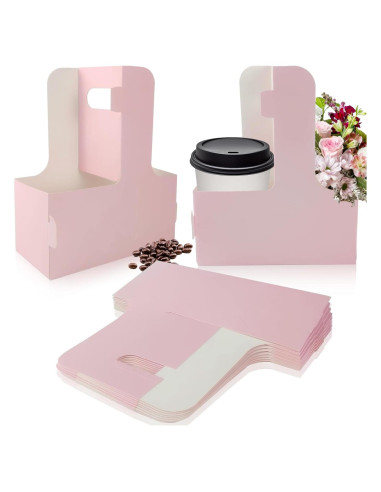 Portavasos de Cartón Rosa Lalvam para 2 Tazas - 8 Piezas