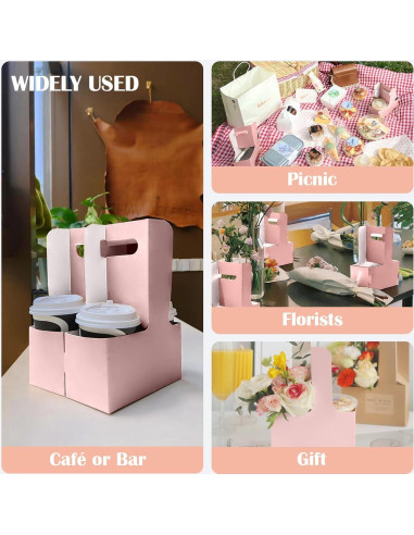 Portavasos de Cartón Rosa Lalvam para 2 Tazas - 8 Piezas