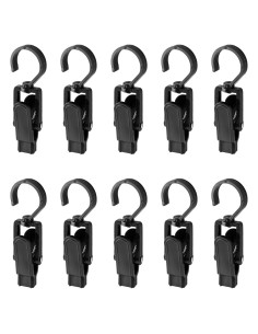 10 Ganchos de Ropa Giratorios Jiozermi, Clips de Plástico Negros