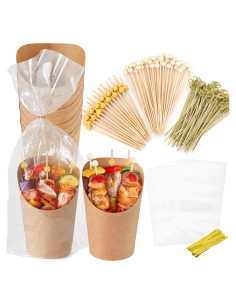 60 Tazas Desechables para Papas Fritas VEIDIA + 300 Pinchos