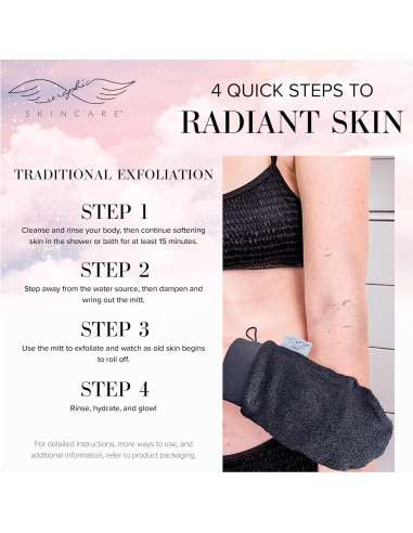Guante Exfoliante Profundo Seraphic Skincare - Mitón de Fibra Viscosa para Piel Sensible