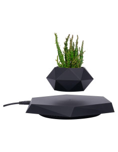 Maceta Flotante Magnética Bacacoo Hexagonal Negra 13.39cm