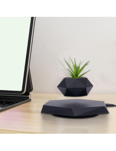 Maceta Flotante Magnética Bacacoo Hexagonal Negra 13.39cm 2