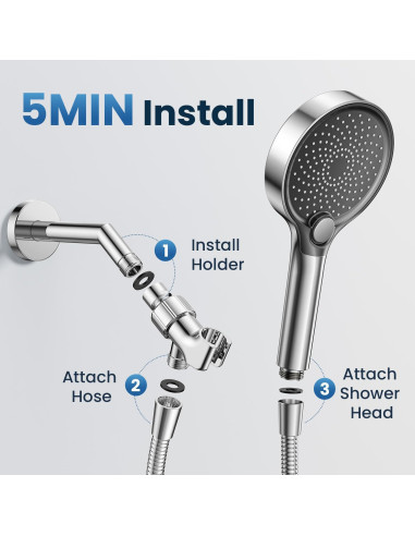 Cabezal de Ducha Filtrado JOMST con 3 Modos y Manguera 152 cm