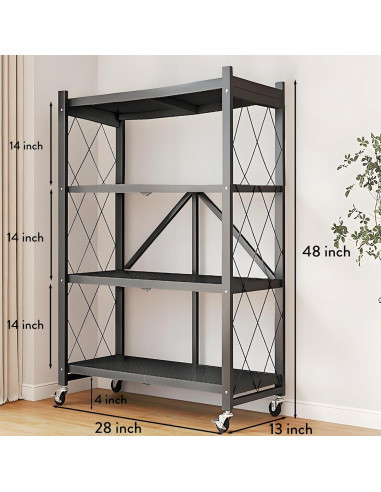 Estantería de Metal Plegable TEMZICK 4 Niveles 122x71 cm