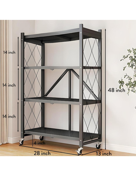 Estantería de Metal Plegable TEMZICK 4 Niveles 122x71 cm