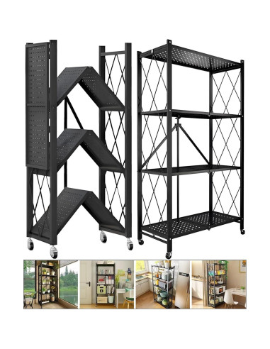 Estantería de Metal Plegable TEMZICK 4 Niveles 122x71 cm