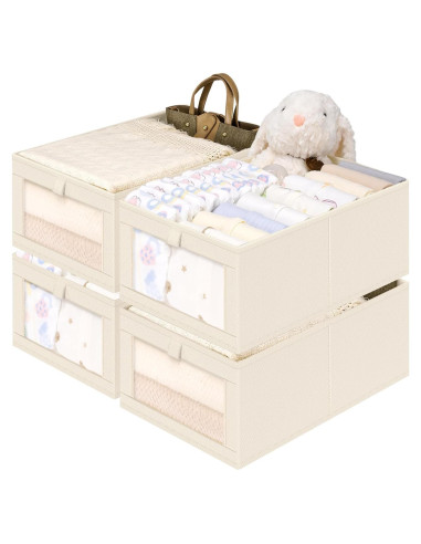 Organizadores de Closet de Lino Criusia - Paquete de 4 Beige