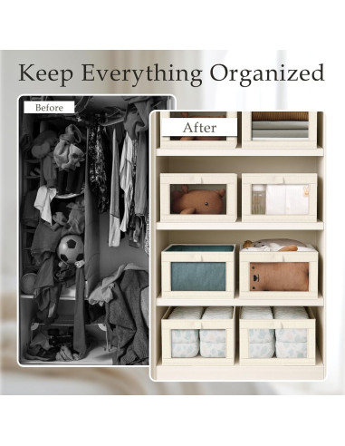 Organizadores de Closet de Lino Criusia - Paquete de 4 Beige