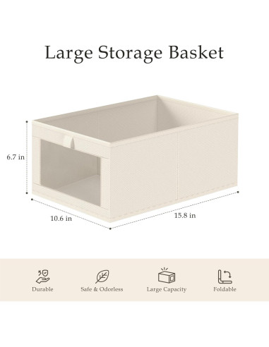 Organizadores de Closet de Lino Criusia - Paquete de 4 Beige