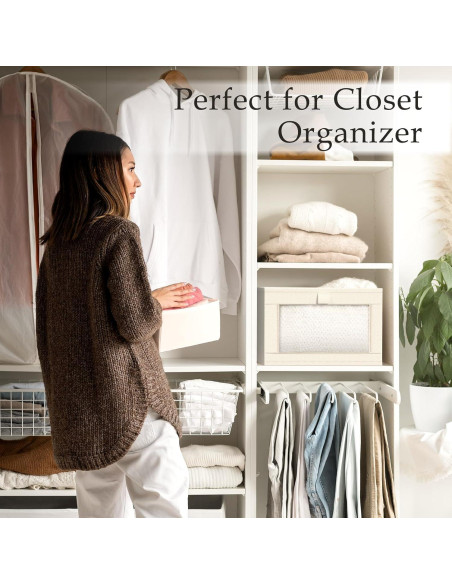 Organizadores de Closet de Lino Criusia - Paquete de 4 Beige Organizadores de Closet de Lino Criusia - Paquete de 4 Beige