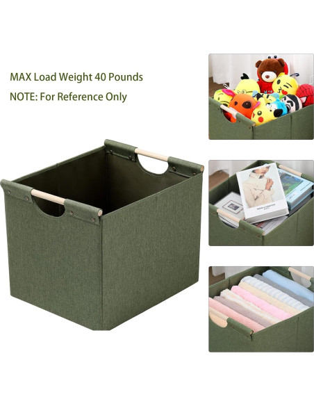 Cestas de Almacenamiento Plegables HOONEX 2 Unidades Oliva 41L