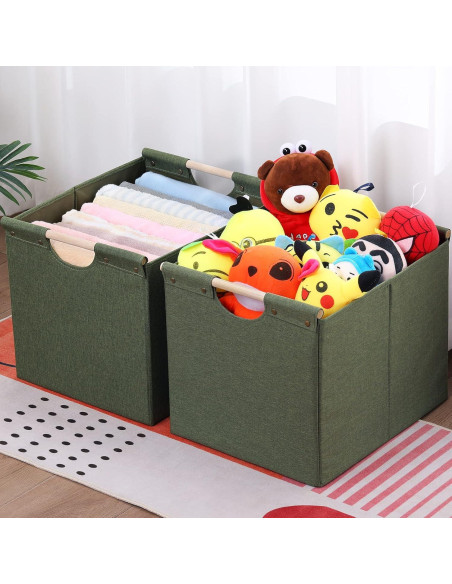 Cestas de Almacenamiento Plegables HOONEX 2 Unidades Oliva 41L