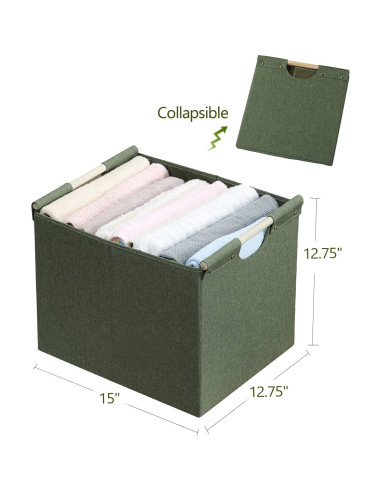 Cestas de Almacenamiento Plegables HOONEX 2 Unidades Oliva 41L